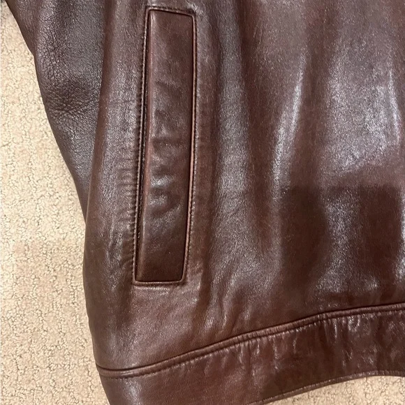 Men's Classic Brown 100% Leather Bomber Jacket - Picture 11 of 17